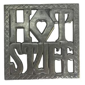Vintage Metal Hot Stuff Kitchen Hot Dish Trivet Serving Table Decor 6" by 6"